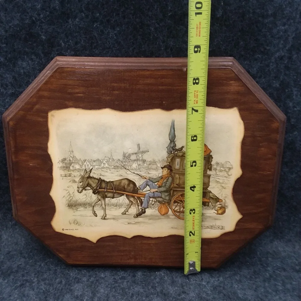 Set of 2 Vintage Anton Pieck Wall Plaque Decor Art‎ Wood Framed Old Country 10x9
